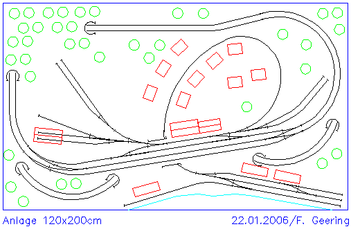 Gleisplan Anlage 120x200cm