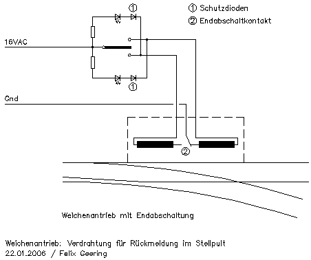 Anschlussschema Weichenlage-Rückmeldung